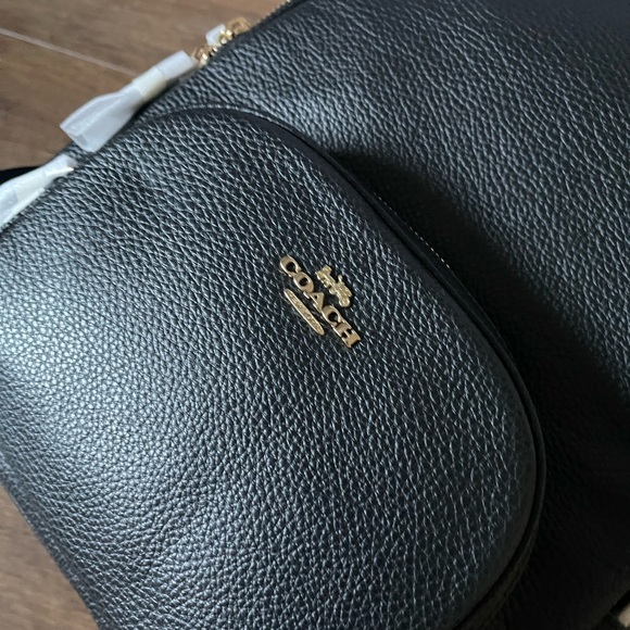 COACH-NWT Black Leather Medium Size Backpack - Picture 13 of 16